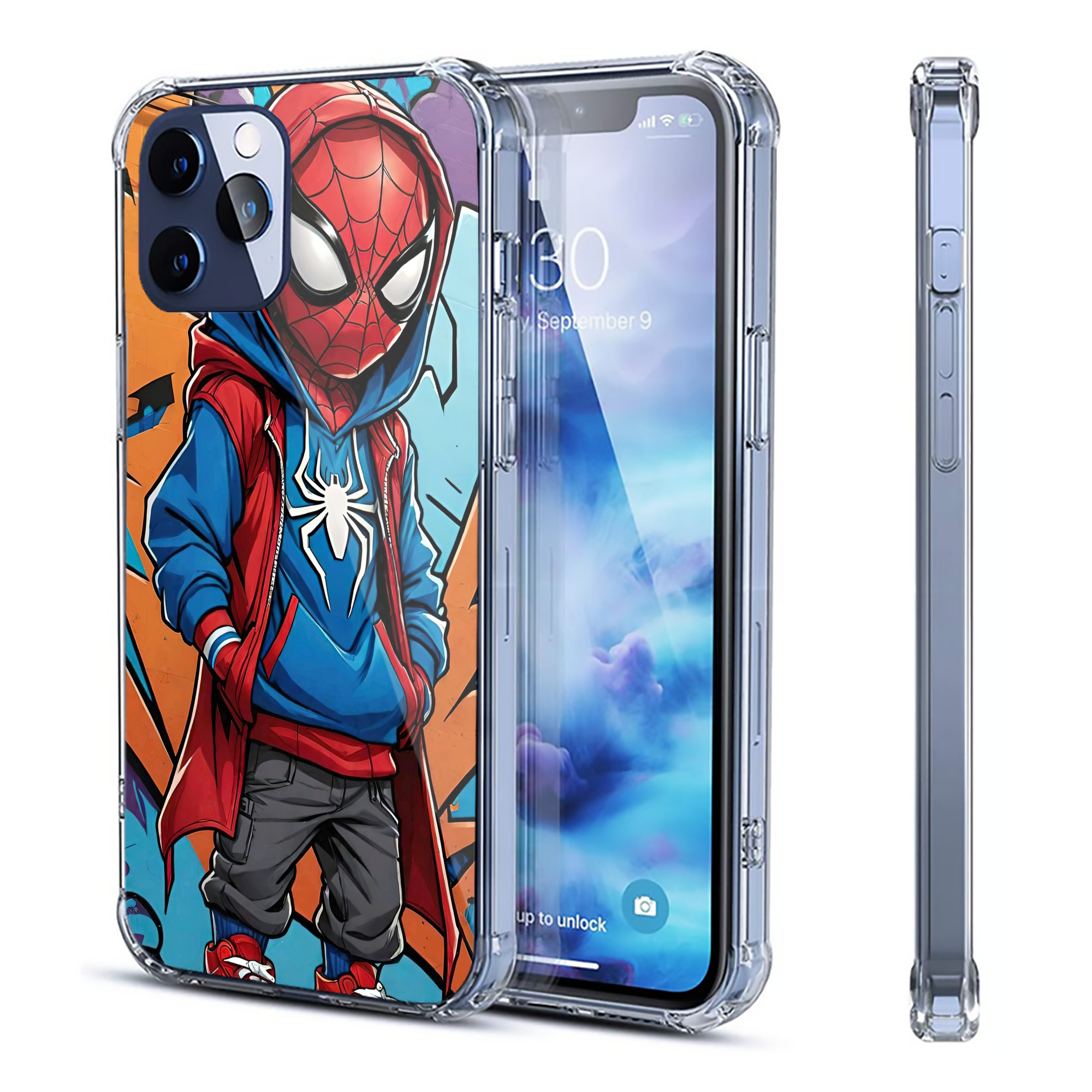 （画像用） Spider Man スパイダーマン 【iPhone 12シリーズ対応】透明スマホケース（クリアソフトケース）